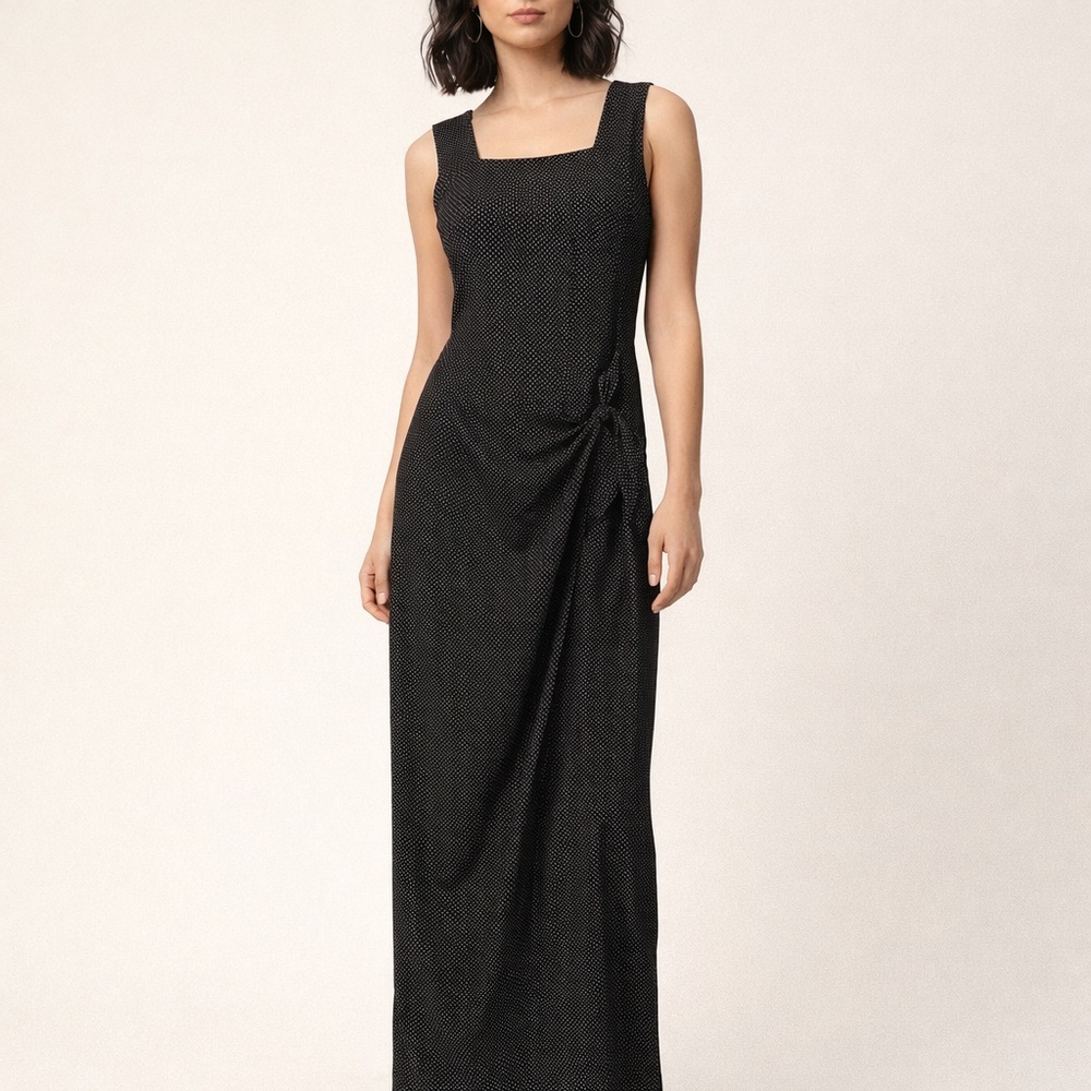 Laura black/white polkadot maxi dress 4/S sleeveless summer wedding guest